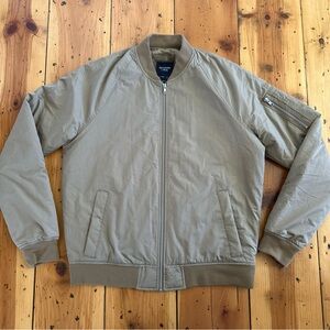 Abercrombie & Fitch Men L Tan Relaxed Bomber Jacket Full Zip Quilted Lining Coat
